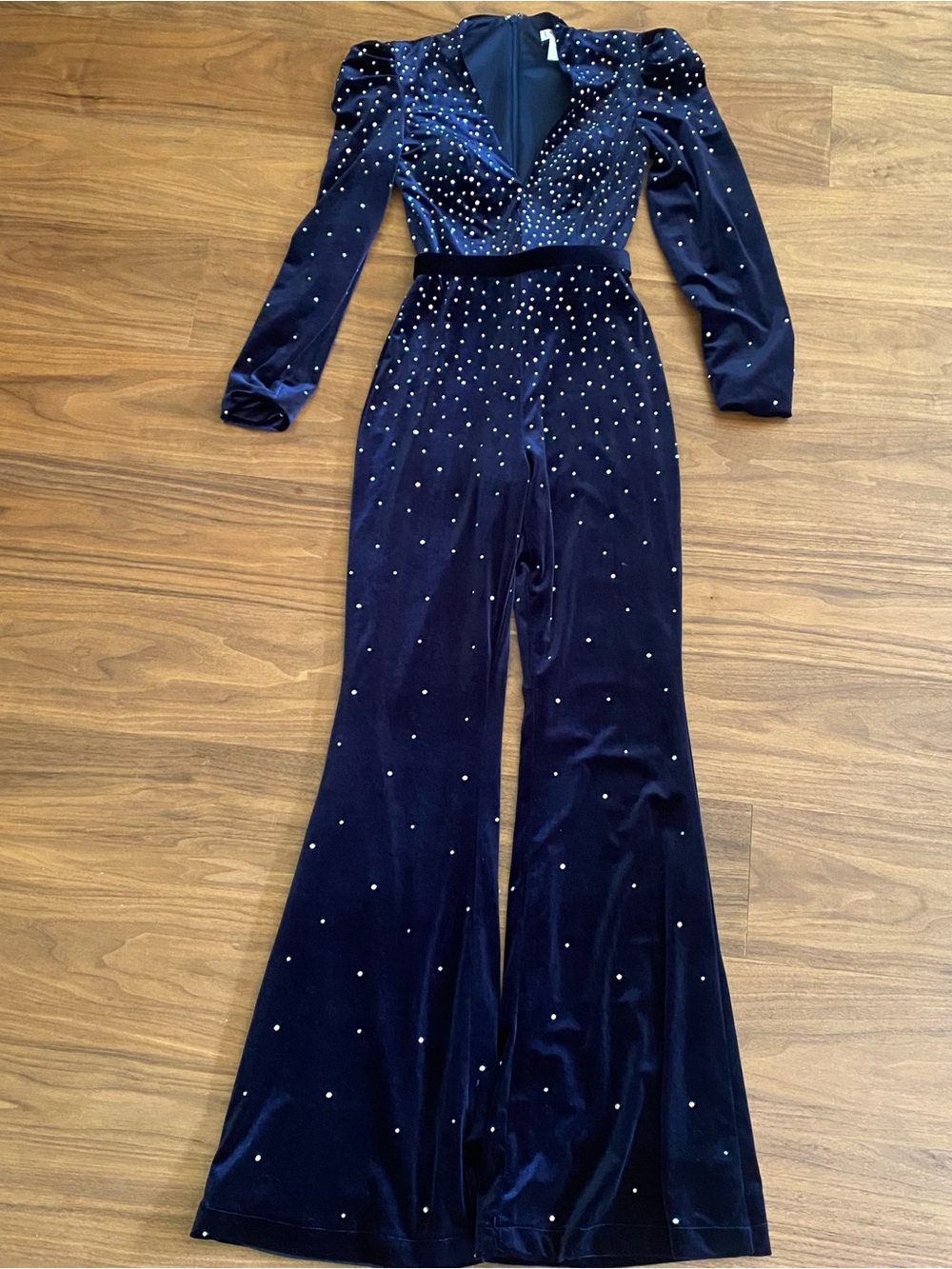 Panoply Navy Velvet Jumpsuit with Sparkling Accents